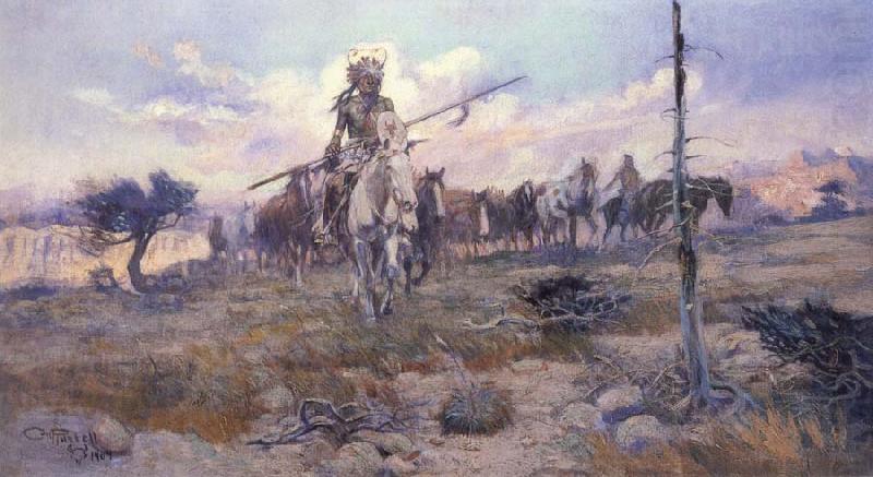 Charles M Russell Bringing Home the Spoils china oil painting image